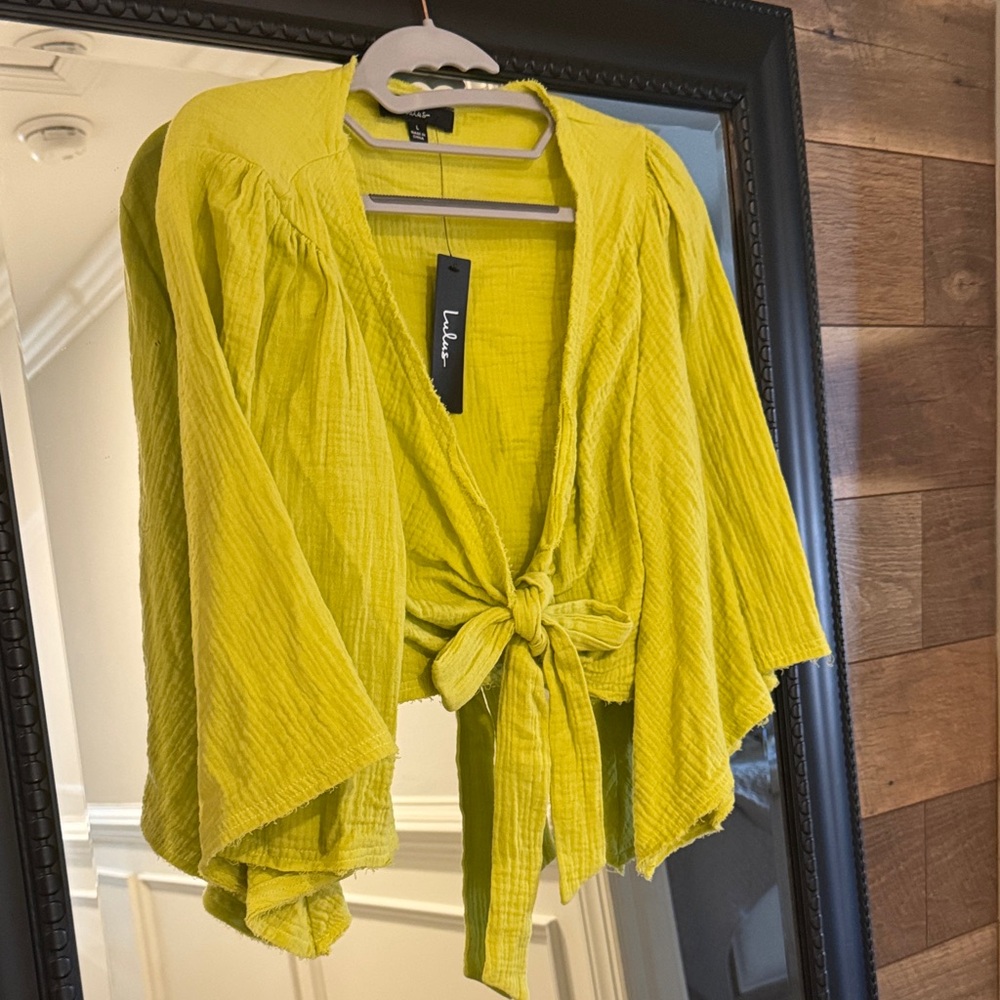 Lulu's Bright Yellow Tie-Front Blouse